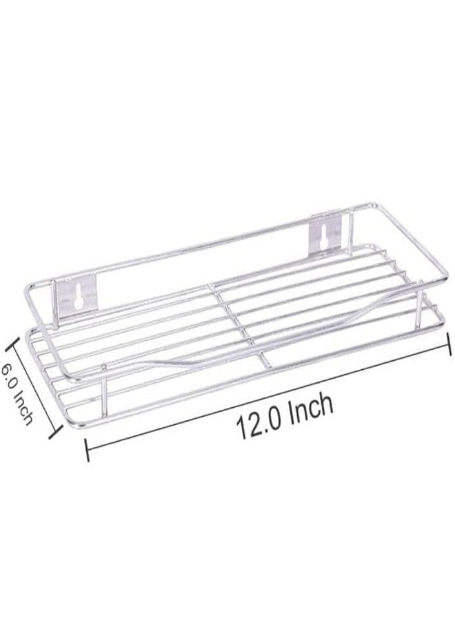 Fastro Stainless Steel Multipurpose Single Layer Rack for Bathroom Shelf / Kitchen / Shampoo Soap Bottle Towel Holder (Self | Pack of 2) - Image 3